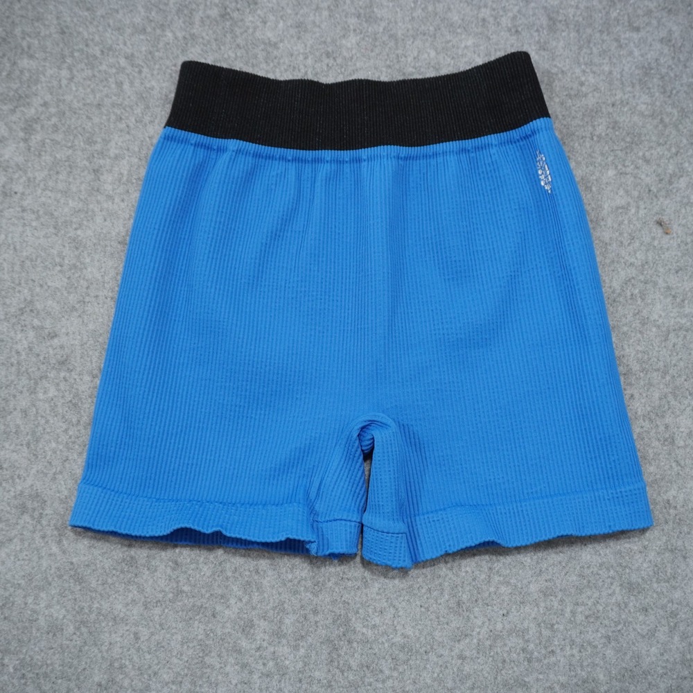 Free People Movement M/L Good Karma Shorts Blue Excellent Ribbed Athletic Sporty